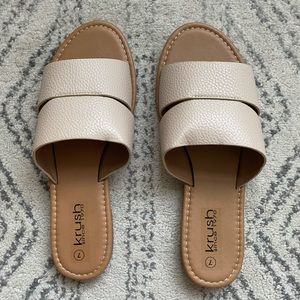 Faux Leather Flat Sandals